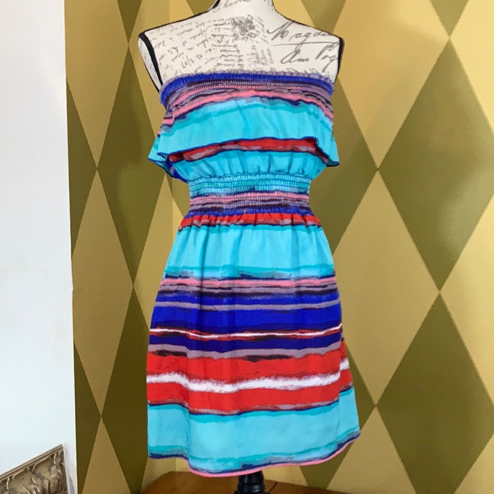 Backstage Womans Colorful Strapless Mini Dress S/M